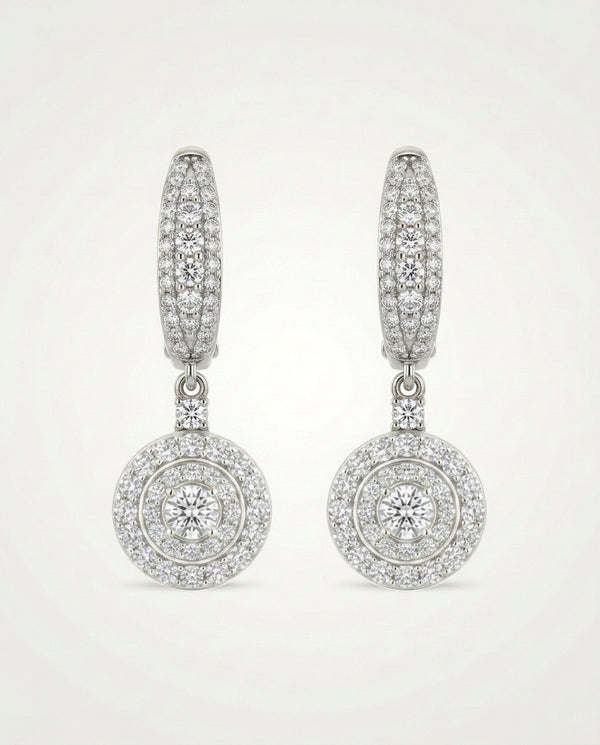 Ovani® Natural Diamond Double Halo Drop Huggies Earrings - 1.6 Ct. T.W.
