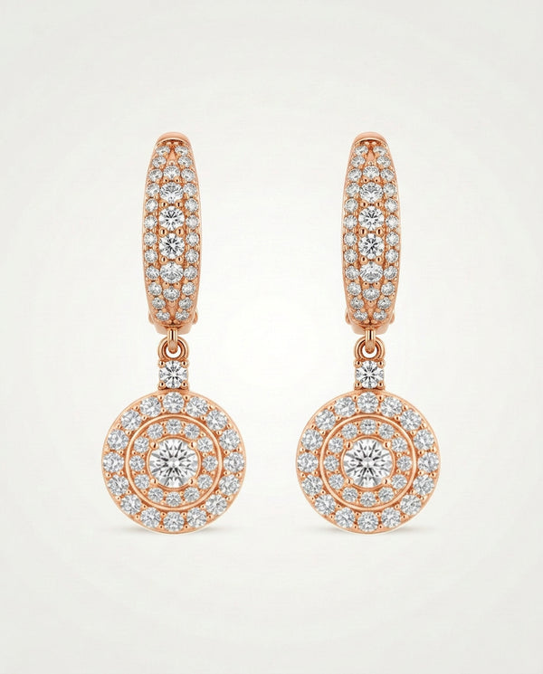 Ovani® Natural Diamond Double Halo Drop Huggies Earrings - 1.6 Ct. T.W.