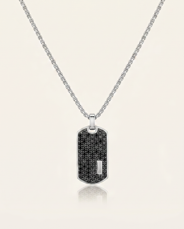 Link N Lock® Black CZ Dog Tag Pendant