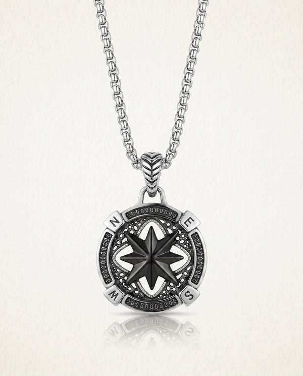 Link N Lock® Black Oxidized Compass Pendant