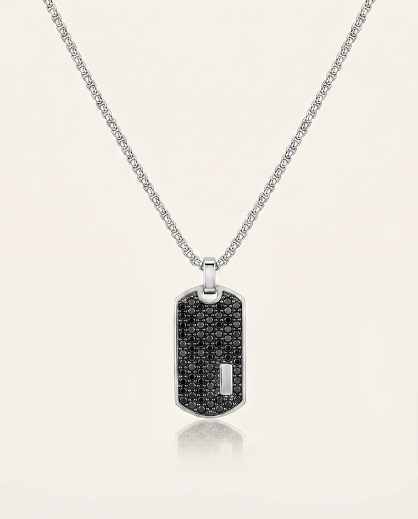 Link N Lock® Black CZ Dog Tag Pendant