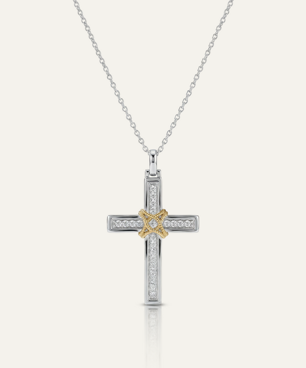Link N Lock® Silver Lab-grown Diamond Cross Pendant
