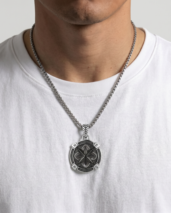 Link N Lock® Black Oxidized Compass Pendant