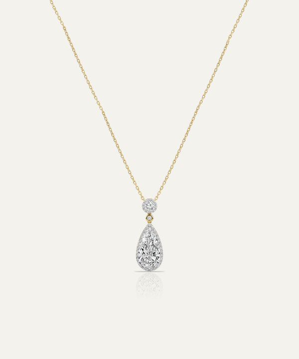 Ovani® Lab-grown Diamond Elongated Pear Halo Pendant