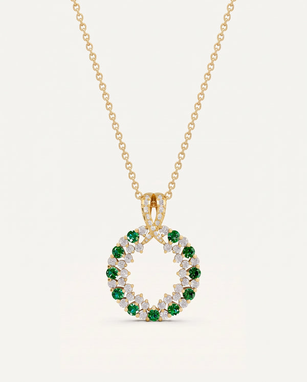 Aanika V. Emerald & Diamond Circle Of Life Necklace