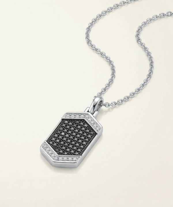 Link N Lock® Black Treated & Lab-grown Diamond Dog Tag Pendant
