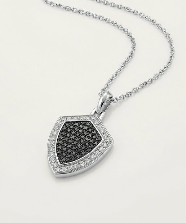 Link N Lock® Black Treated & Lab-grown Diamond Shield Pendant