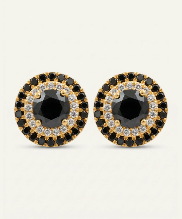 Link N Lock® Black Diamond Round Cluster Studs Earrings