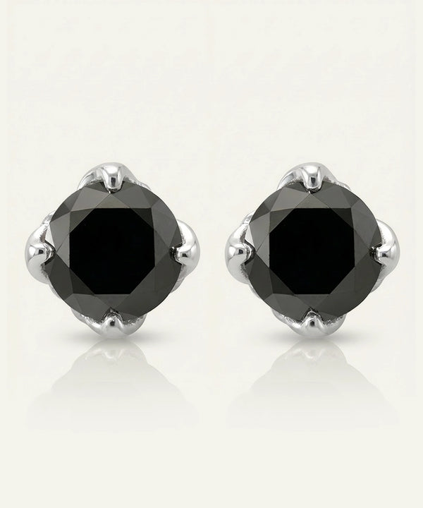 Link N Lock® Black Diamond Round Solitare Studs Earrings