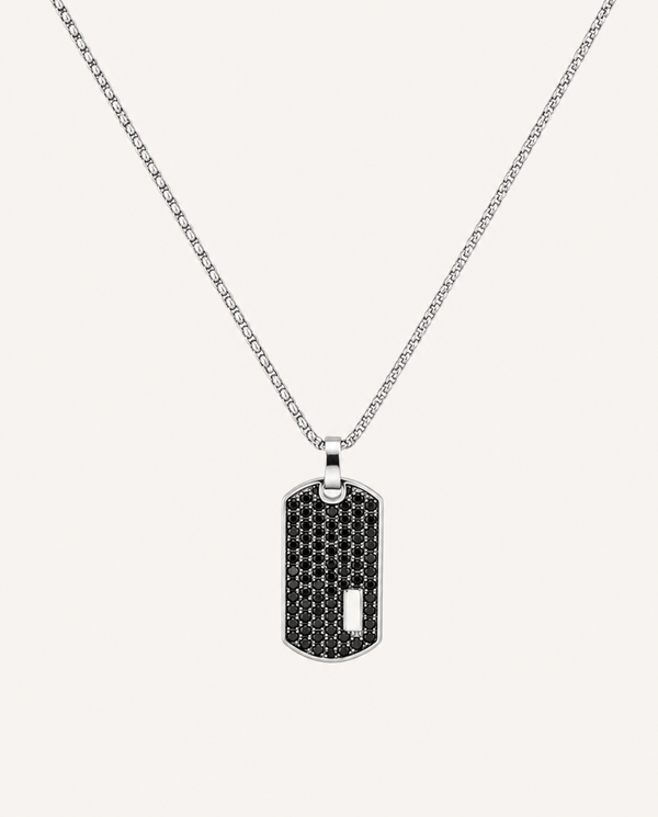 Link N Lock® Black CZ Dog Tag Pendant