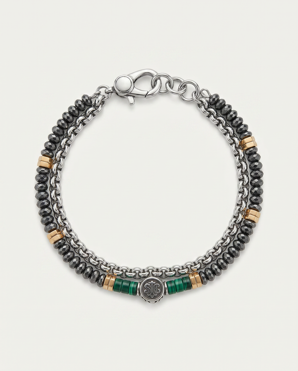 Link N Lock® Malachite & Hematite Beaded Bracelet