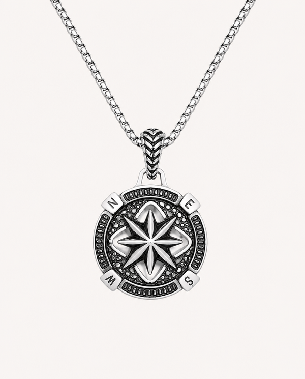 Link N Lock® Black Oxidized Compass Pendant