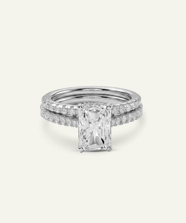 Ovani® Lab-grown Diamond Radiant Hidden Halo Bridal Set