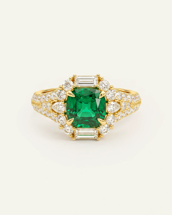 Aanika V. Lab-created Emerald & Lab-grown Diamond Halo Ring