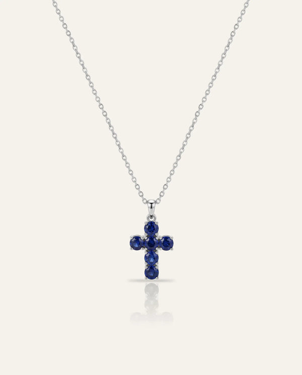 Aanika V. Sapphire Cross Necklace