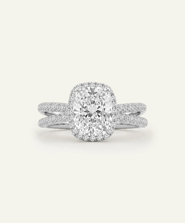 Novello Lab-grown Diamond Elongated Cushion Split Shank Engagement Ring
