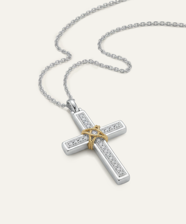 Link N Lock® Silver Lab-grown Diamond Cross Pendant