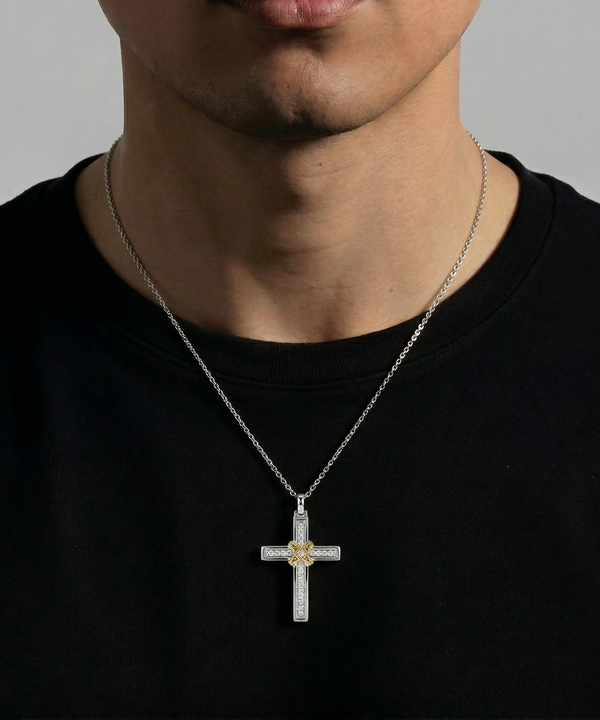 Link N Lock® Silver Lab-grown Diamond Cross Pendant