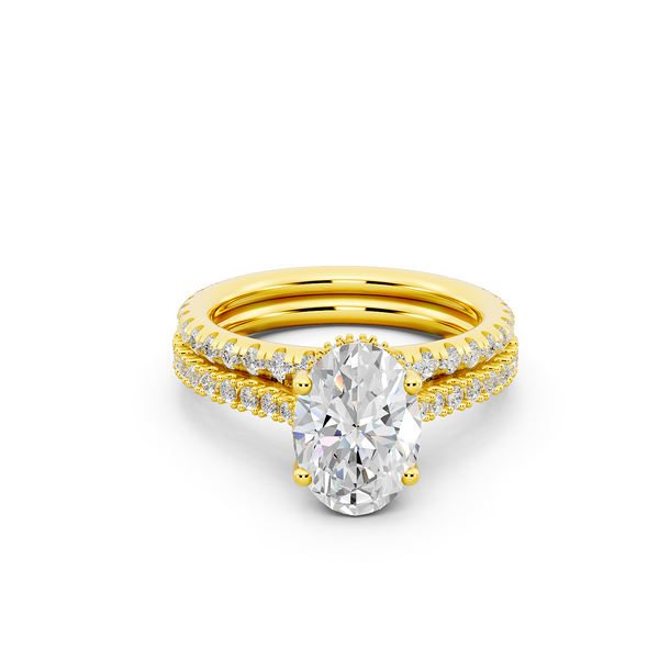 Ovani® Lab-grown Diamond Oval Hidden Halo Bridal Set