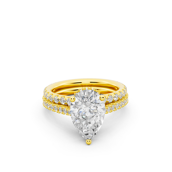 Ovani® Lab-grown Diamond Pear Hidden Halo Bridal Set