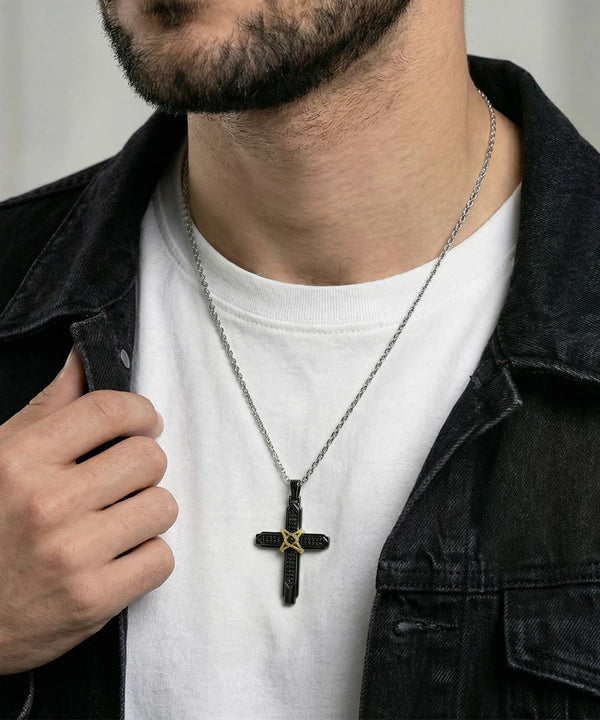 Link N Lock® Black Treated Diamond Cross Pendant