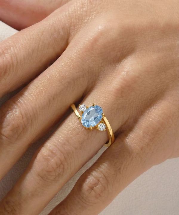 Love Spell® Blue Topaz & Lab-grown Diamond Oval Ring - 2.52 Ct. T.W.