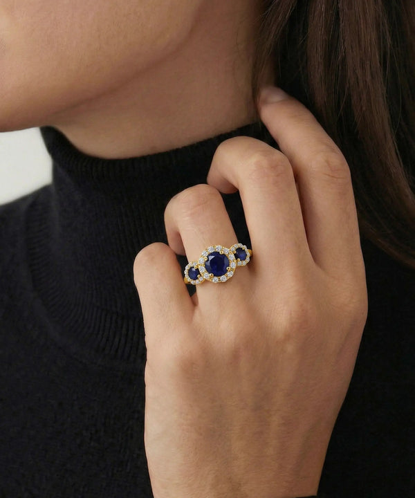 Love Spell® Sapphire & Lab-grown Diamond Round Halo Ring - 2.30 Ct. T.W.