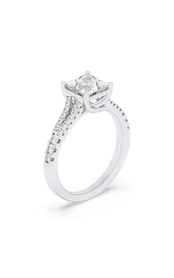 2Cttw Princess Shaped Lab Grown Diamond (F/VS) Split Shank Trellis Engagement Ring in 14K Gold