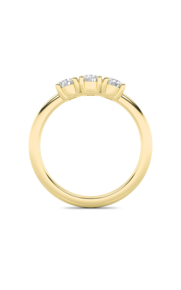 1.5Cttw Round Shaped Lab Grown Diamond (F/VS) Three Stone Band Ring in 14K Gold