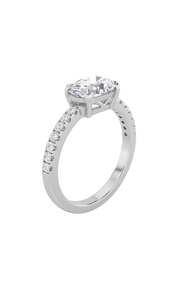 1.5Cttw Oval Shaped Lab Grown Diamond (F/VS) East West Accented Ring in 14K Gold