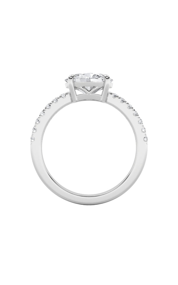 1.5Cttw Oval Shaped Lab Grown Diamond (F/VS) East West Accented Ring in 14K Gold