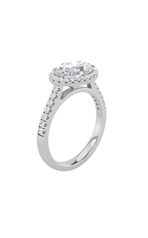 2Cttw Oval Shaped Lab Grown Diamond (F/VS) East West Accented Solitaire Ring in 14K Gold