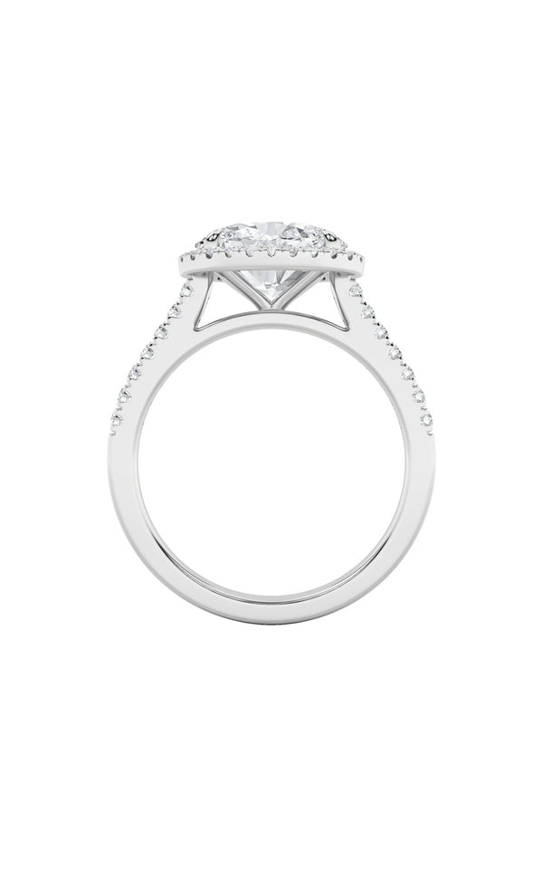 2Cttw Oval Shaped Lab Grown Diamond (F/VS) East West Accented Solitaire Ring in 14K Gold