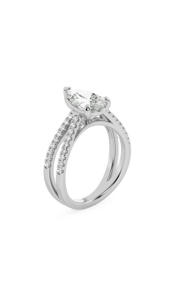 2Cttw Pear Shaped Lab Grown Diamond (F/VS) Cross Shank Accented Engagement Ring in 14K Gold