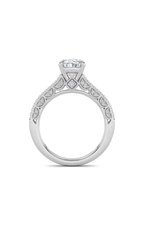2Cttw Oval Shaped Lab Grown Diamond (F/VS) Split Shank Accented Engagement Ring in 14K Gold