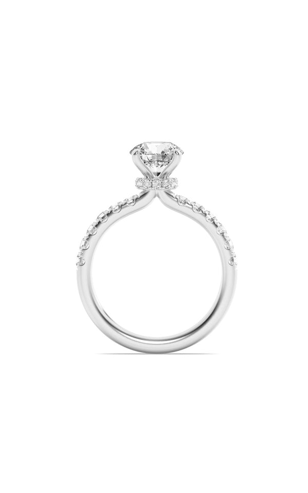 2Cttw Round Shaped Lab Grown Diamond (F/VS) Hidden Halo Accented Ring in 14K Gold