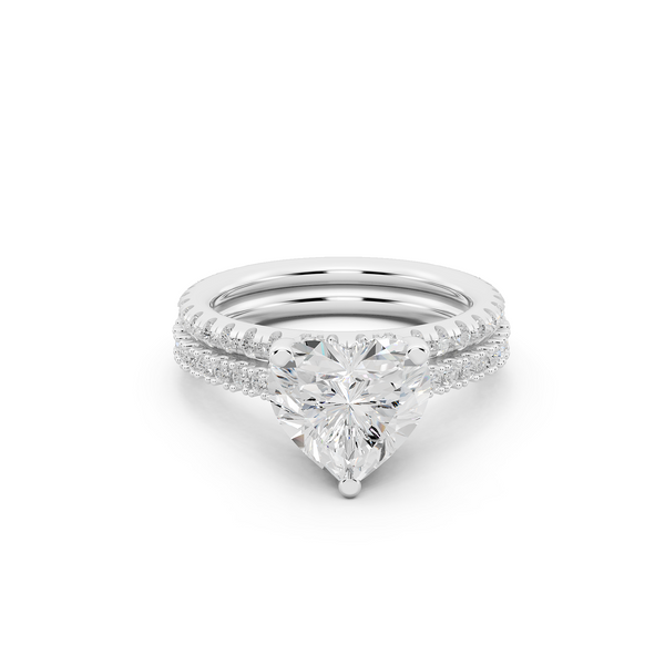 Ovani® Lab-grown Diamond Heart Hidden Halo Bridal Set