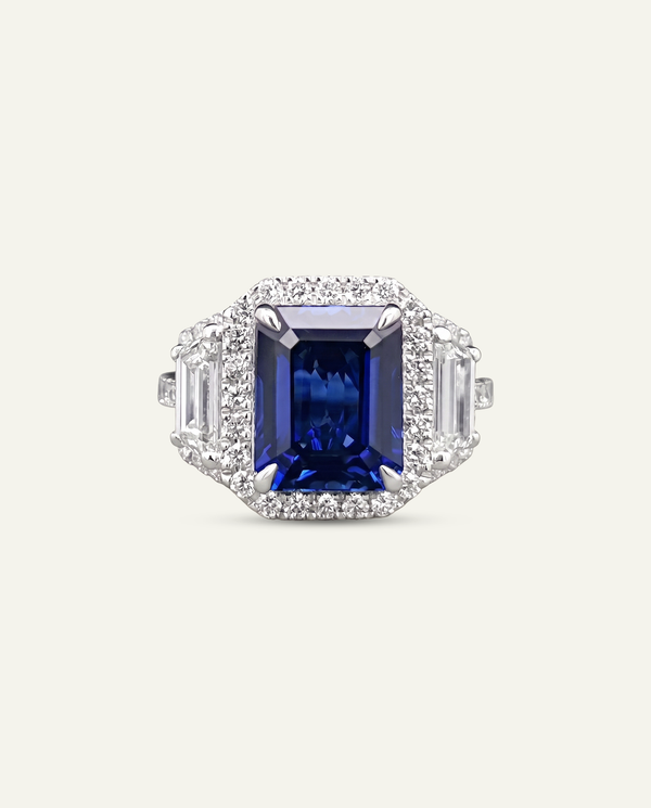 Aanika V. Lab-created Sapphire & Lab-grown Diamond Halo Ring
