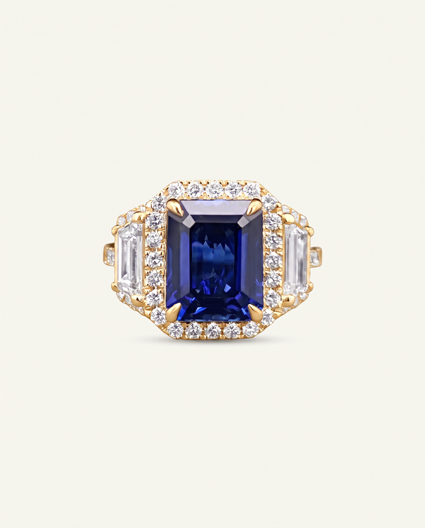 Aanika V. Lab-created Sapphire & Lab-grown Diamond Halo Ring