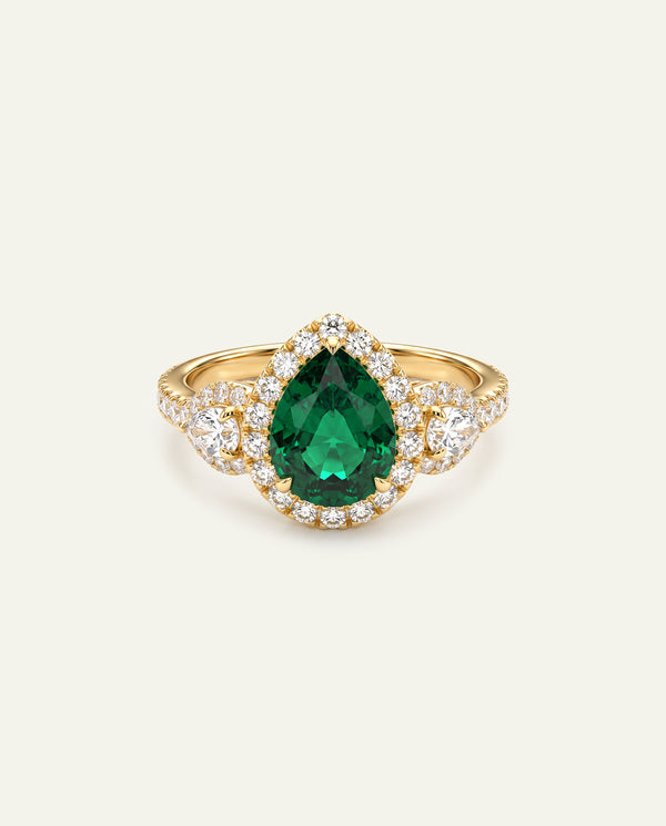Aanika V. Lab-created Emerald & Lab-grown Diamond Halo Ring