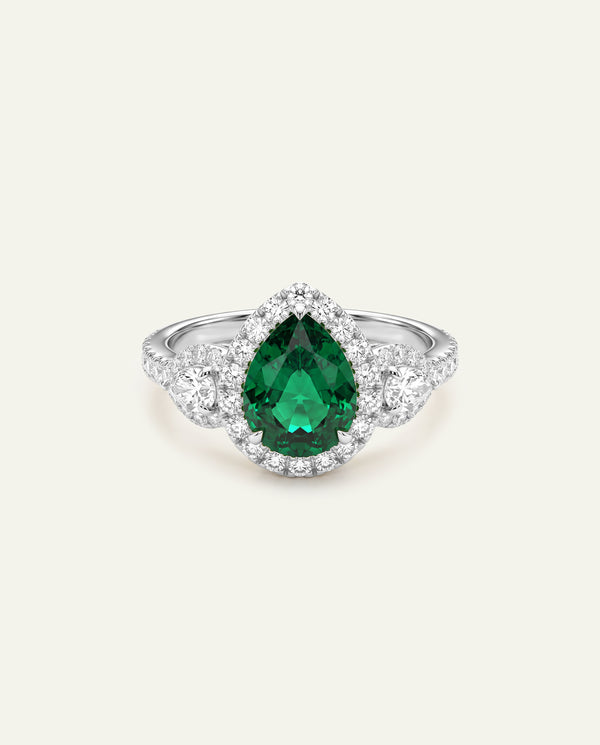 Aanika V. Lab-created Emerald & Lab-grown Diamond Halo Ring
