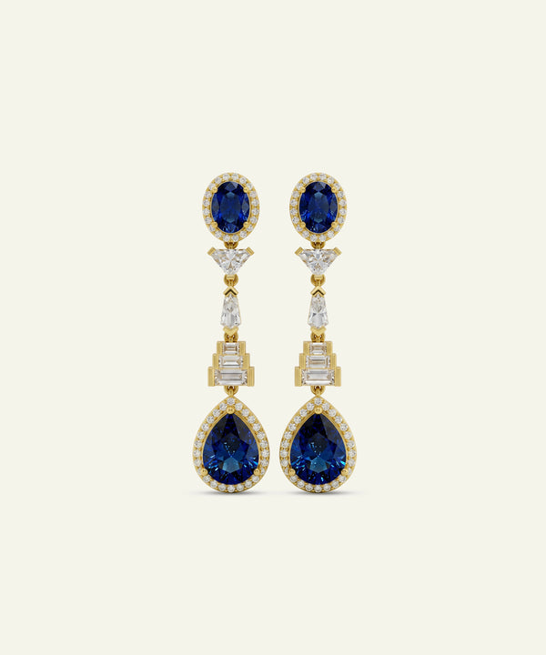 Ovani® Lab-grown Diamond & Lab-created Sapphire Dangling Earrings