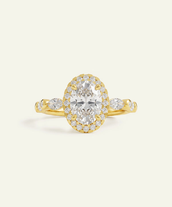 Ovani® Lab-grown Diamond Oval Halo Engagement Ring