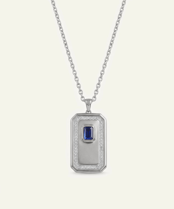 Lab-Created Sapphire & Lab-grown Diamond Dog Tag Pendant