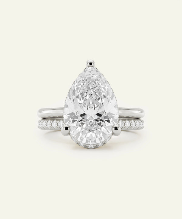 Ovani® Lab-grown Diamond Pear Hidden Halo Bridal Set