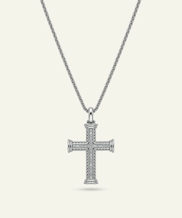 Link N Lock® Silver Lab-grown Diamond Cross Pendant