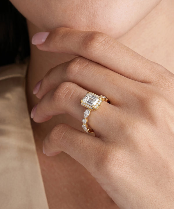 Ovani® Lab-grown Diamond Emerald Halo Engagement Ring