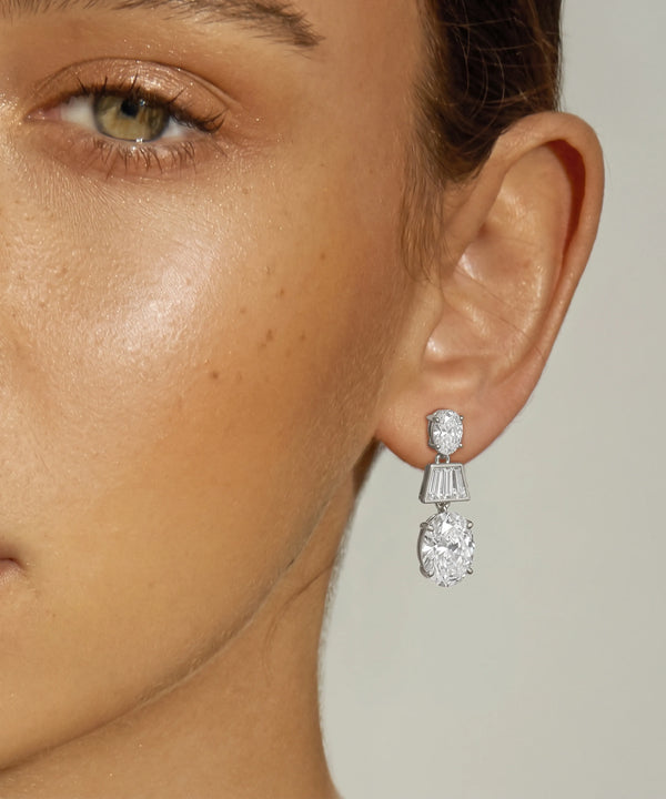Ovani® Lab-grown Diamond Oval & Baguette Dangling Earrings