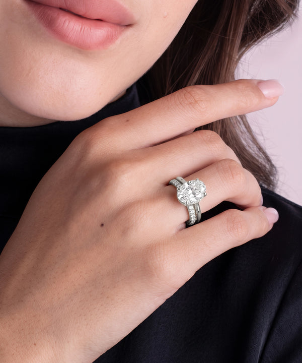Ovani® Lab-grown Diamond Oval Hidden Halo Bridal Set