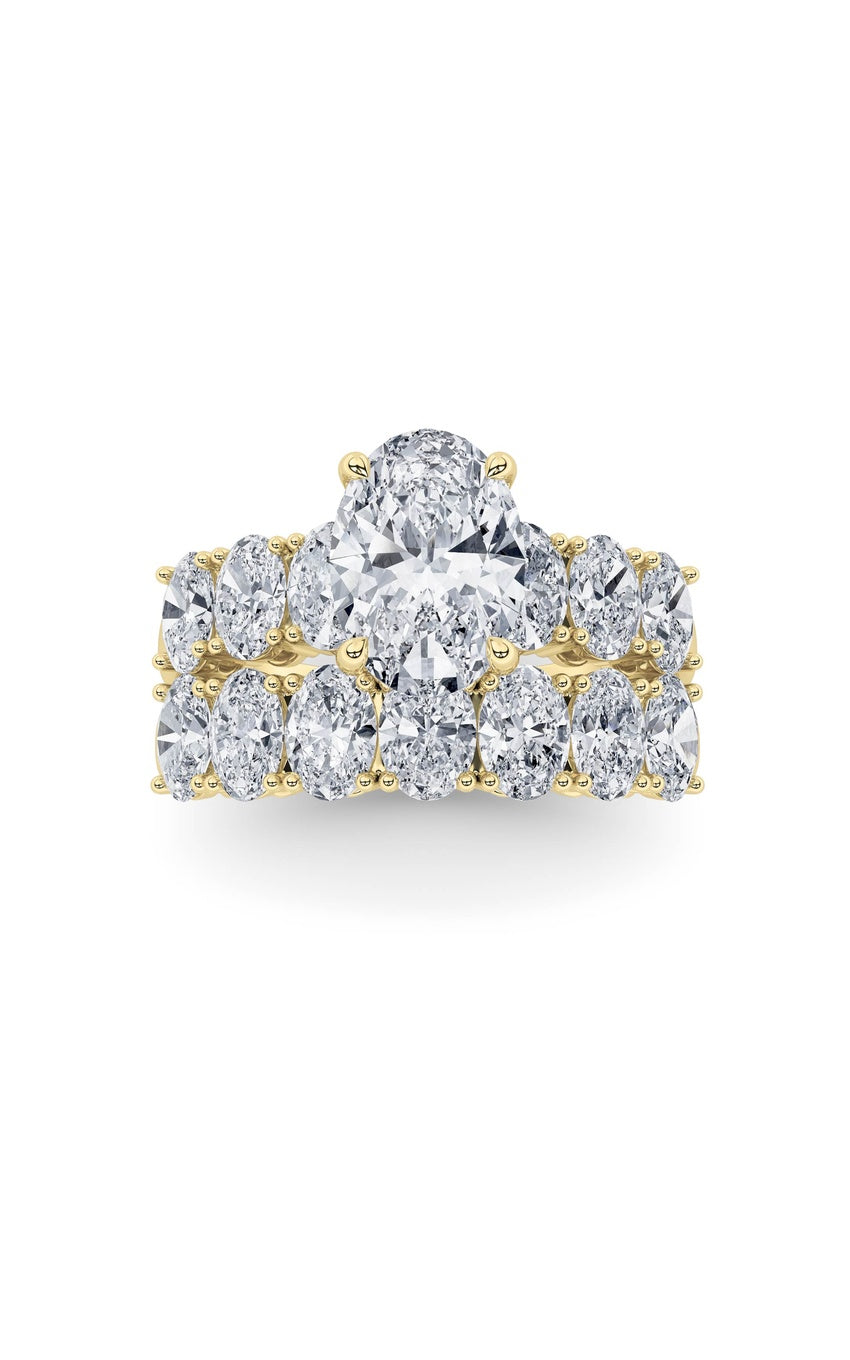 3.5Cttw Oval Shaped Lab Grown Diamond (G/VS) Bridal Set with Matching Band and  Ring in 14K Gold